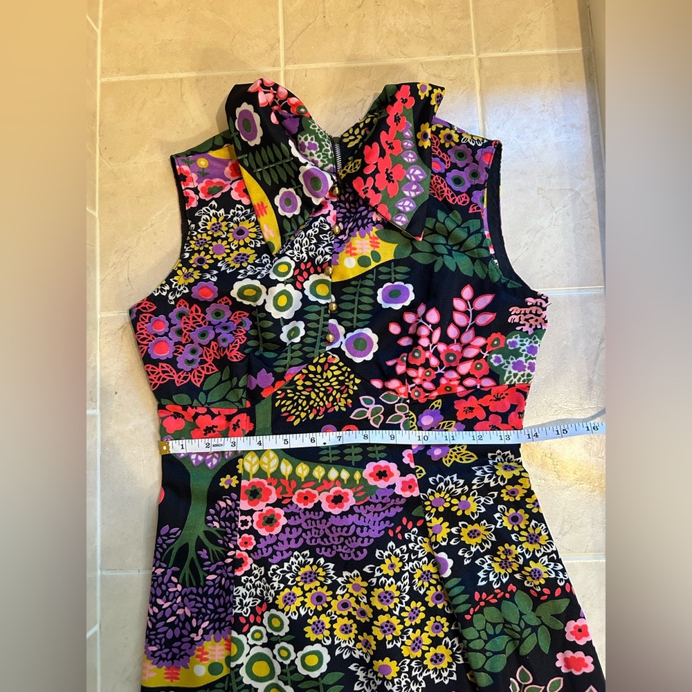 Vintage Psychedelic 60s 70s Floral Micro Mini Dress Groovy Trippy Baby Doll - Picture 12 of 14